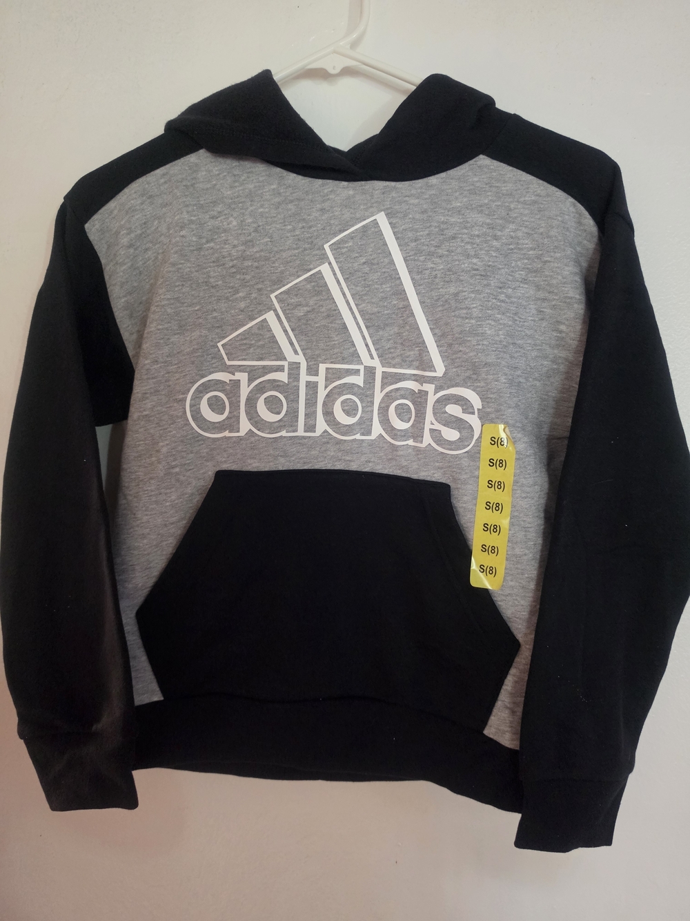 adidas Boys Grey and Black Logo Crewneck Hoodie